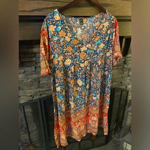 Ranlege Women’s Sun Dresses Floral V Neck Dress size XXL